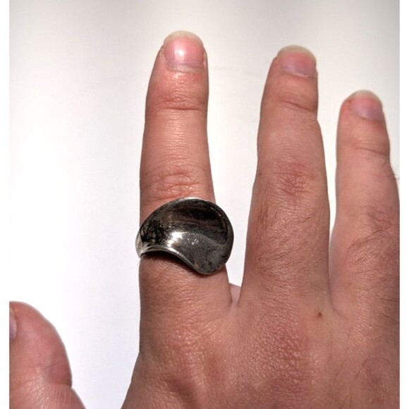 Vintage Sterling Silver Ring Modernist Minimalist Organic Shape Size 9 - Picture 3 of 5